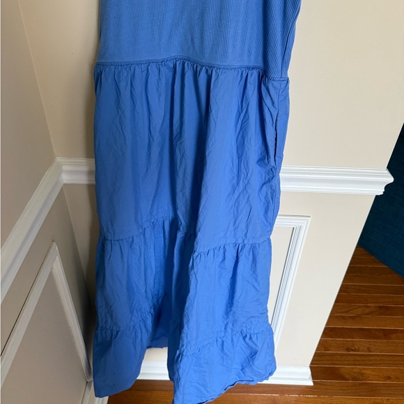 J. Crew Blue size XL Drop Waist Ribbed Top Tiered Bottom Maxi Dress Summer BR314 - Picture 7 of 9